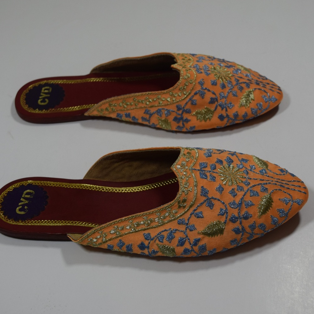 Anthropologie Cydney Mandel Orange Mules Sandals 6